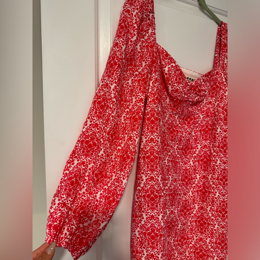 BODEN Red Floral Boho Babydoll Dress Size US10 - Picture 5 of 7